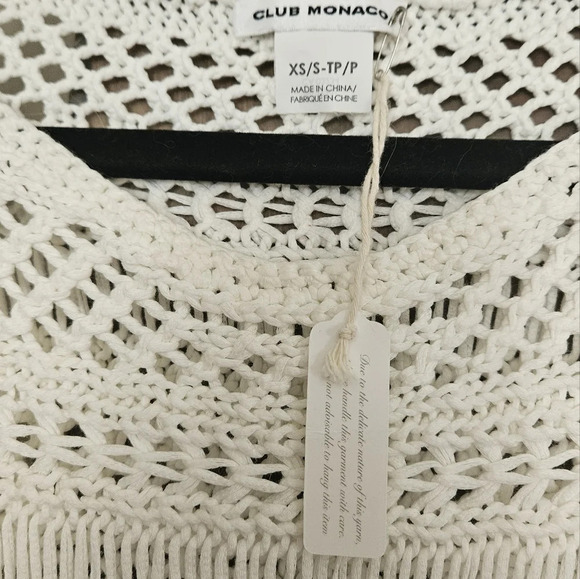 CLUB MONACO Alexine Open Knit Shortsleeve sweater In White. Size xs/s. NWT - Picture 7 of 8